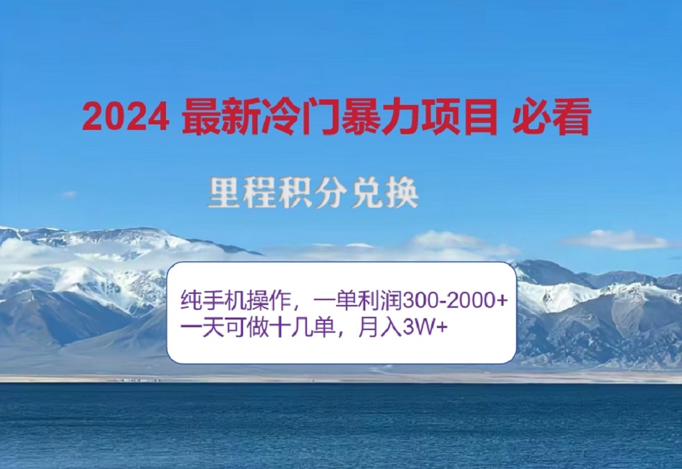 2024惊爆冷门暴利！出行高峰来袭，里程积分，高爆发期，一单300+—2000+，月入过万不是梦！_网创掘金