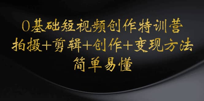 0基础短视频创作特训营：拍摄+剪辑+创作+变现方法_网创掘金