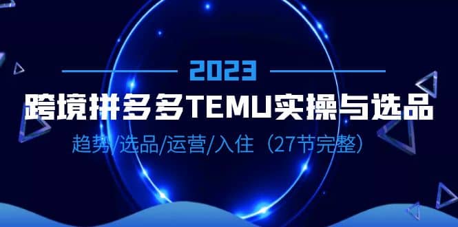 2023跨境·拼多多·TEMU实操与选品，趋势·选品·运营·入住（27节完整）_网创掘金