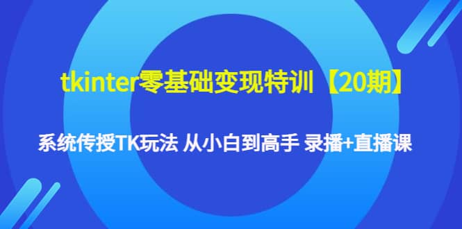 tkinter零基础变现特训【20期】系统传授TK玩法 从小白到高手 录播+直播课_网创掘金