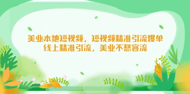 美业本地短视频，短视频精准引流爆单，线上精准引流，美业不愁客流_网创掘金