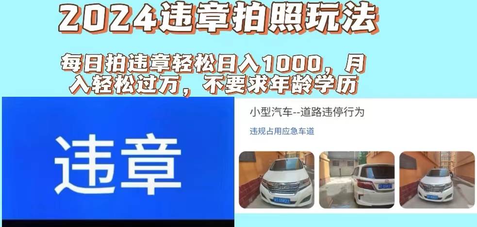 2024违章拍照新玩法，推广躺赚+拍照赚钱双模式，日入1000+_网创掘金
