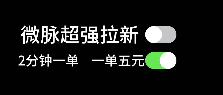 微脉超强拉新， 两分钟1单， 一单利润5块，适合小白_网创掘金