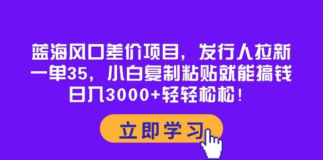 蓝海风口差价项目，发行人拉新，一单35，小白复制粘贴就能搞钱！日入3000+轻轻松松_网创掘金