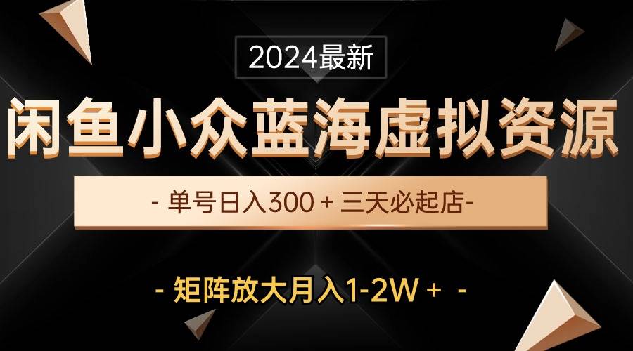 最新闲鱼小众蓝海虚拟资源，单号日入300＋，三天必起店，矩阵放大月入1-2W_网创掘金