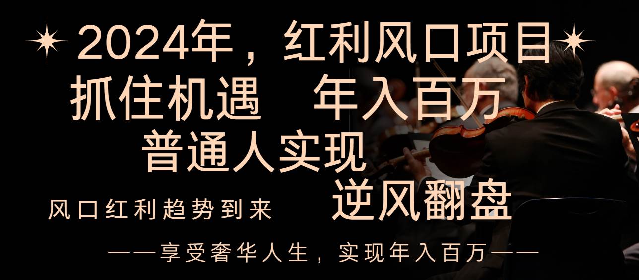 2024红利风口项目来袭，享受第一波红利，逆风翻盘普通人也能实现，年入百万_网创掘金