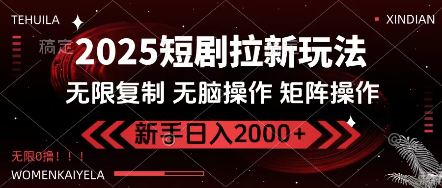 2025短剧拉新玩法，无需注册登录，无限0撸，无脑批量操作日入2000+_网创掘金