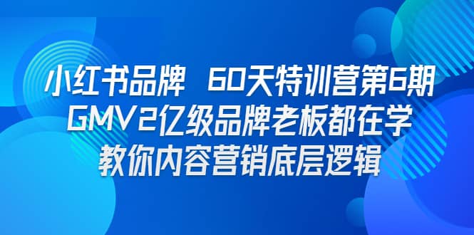 小红书品牌 60天特训营第6期 GMV2亿级品牌老板都在学 教你内容营销底层逻辑_网创掘金