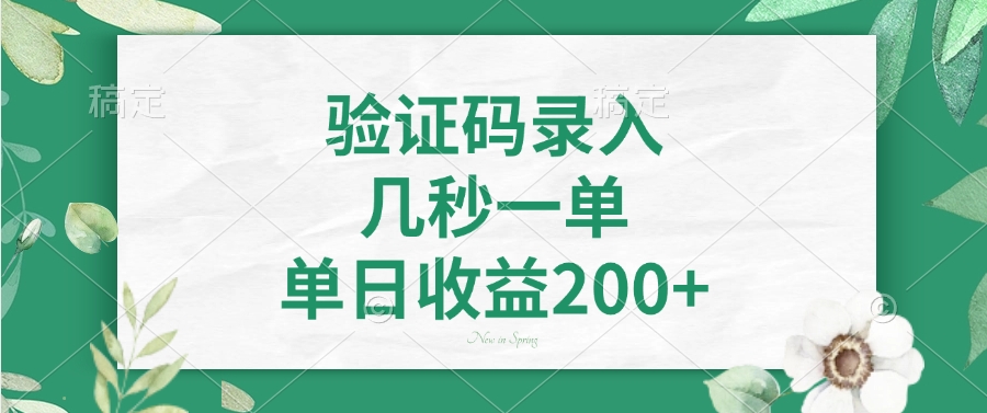 验证码录入，看图识字，几秒一单，单日收益200+_网创掘金