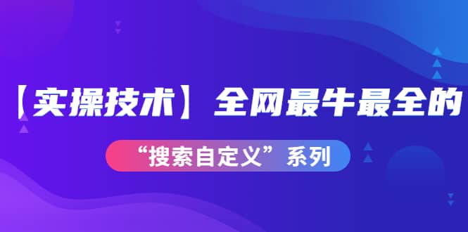 【实操技术】全网最牛最全的“搜索自定义”系列！价值698元_网创掘金