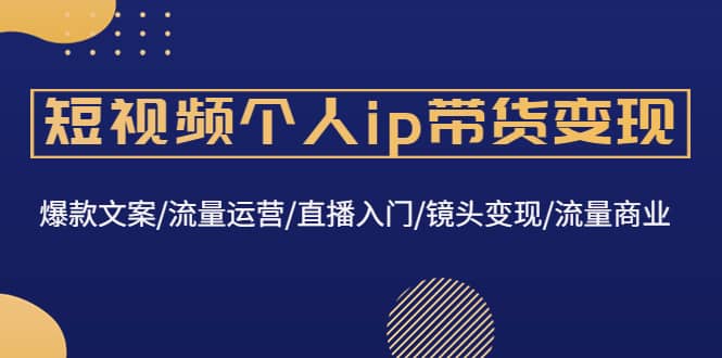 短视频个人ip带货变现：爆款文案/流量运营/直播入门/镜头变现/流量商业_网创掘金