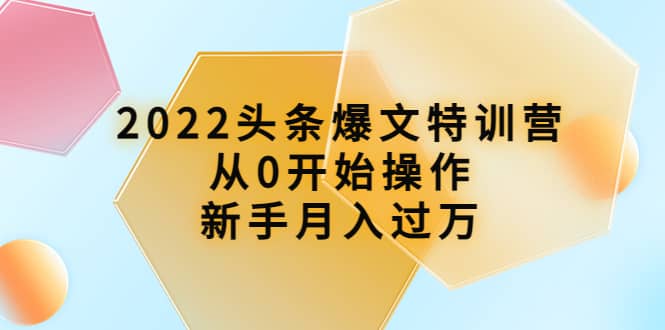 2022头条爆文特训营：从0开始操作，新手月入过万（16节课时）_网创掘金