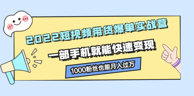 2022短视频带货爆单实战营，一部手机就能快速变现_网创掘金
