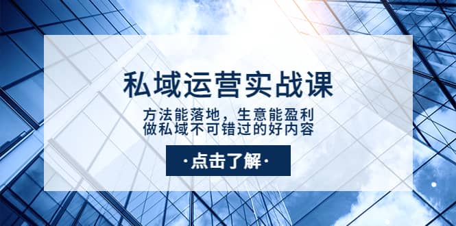 私域运营实战课：方法能落地，生意能盈利，做私域不可错过的好内容_网创掘金
