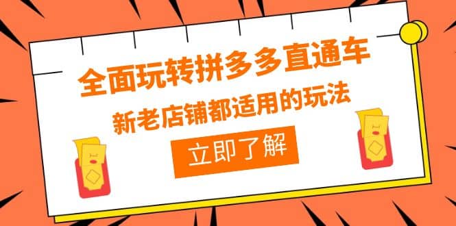 全面玩转拼多多直通车，新老店铺都适用的玩法（12节精华课）_网创掘金