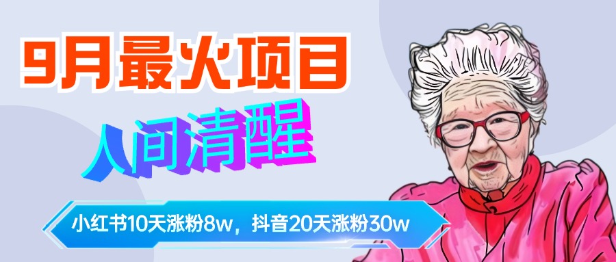 9月最火项目，人间清醒柒奶奶，10天小红薯涨粉8w+，单篇笔记报价1400._网创掘金