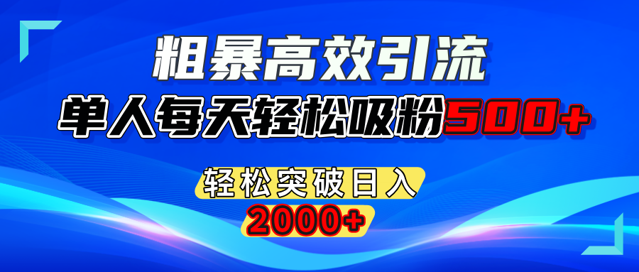 粗暴高效引流,单人每天轻松吸粉500+,轻松突破日入2000+_网创掘金