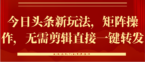 今日头条新玩法，矩阵操作，无需剪辑直接一键转发_网创掘金