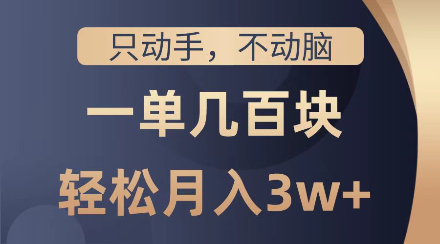只动手不动脑，一单几百块，轻松月入2w+，看完就能直接操作，详细教程_网创掘金
