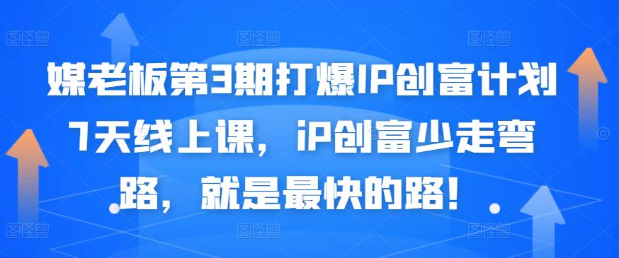 媒老板第3期打爆IP创富计划7天线上课，iP创富少走弯路，就是最快的路！_网创掘金