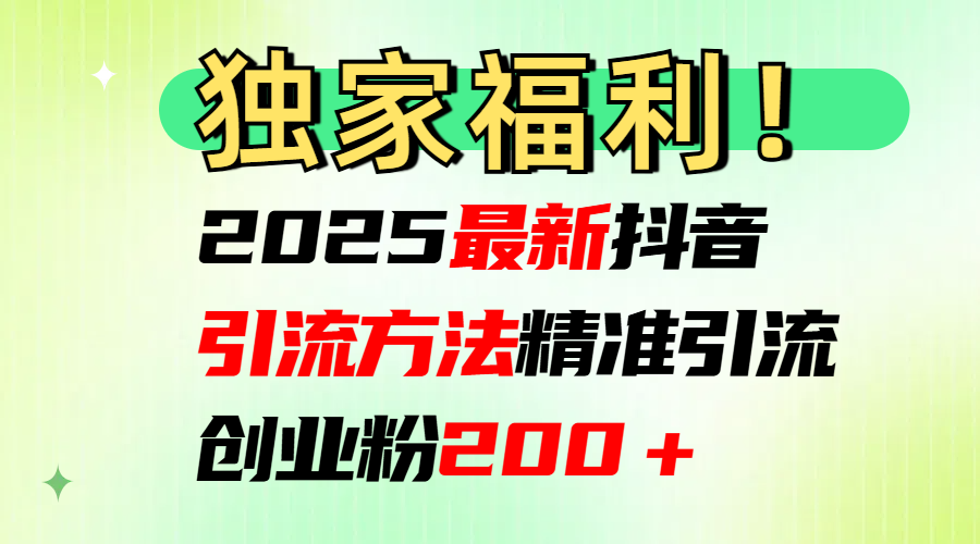 2025最新抖音引流方法每日精准引流创业粉200＋_网创掘金