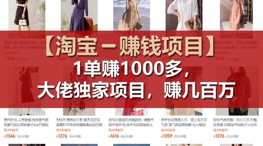 【淘宝赚钱项目】1单可赚1000多，大佬独家项目，年赚几百万_网创掘金