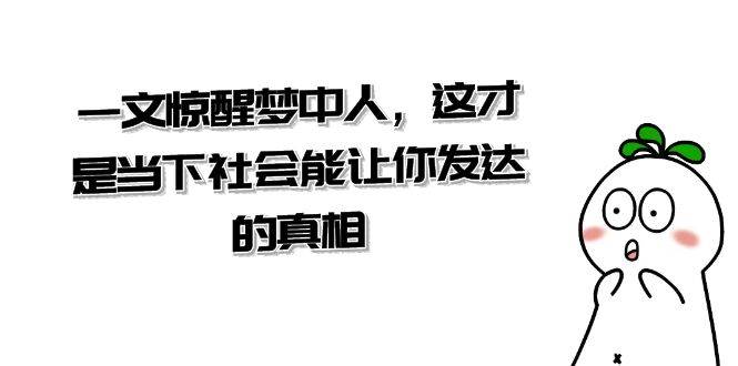 某公众号付费文章《一文 惊醒梦中人，这才是当下社会能让你发达的真相》_网创掘金