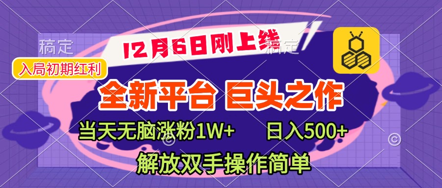 全新引流平台，巨头之作，当天无脑涨粉1W+，日入现500+，解放双手操作简单_网创掘金