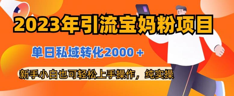 2023年引流宝妈粉项目，单日私域转化2000＋，新手小白也可轻松上手操作，纯实操_网创掘金