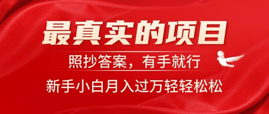 最真实的项目，照抄答案，有手就行，新手小白月入过万轻轻松松_网创掘金