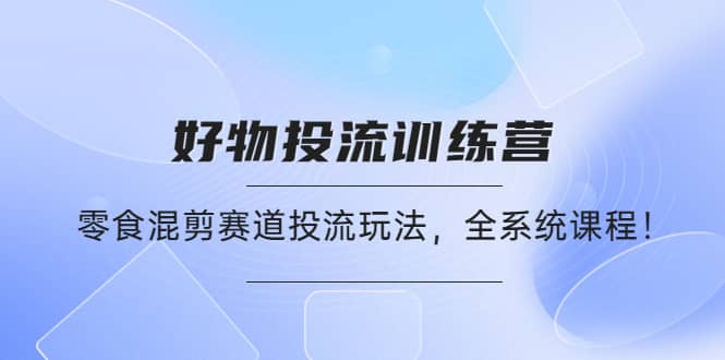 好物推广投流训练营：零食混剪赛道投流玩法，全系统课程_网创掘金