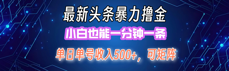 最新头条撸金，小白也能一分钟一条_网创掘金