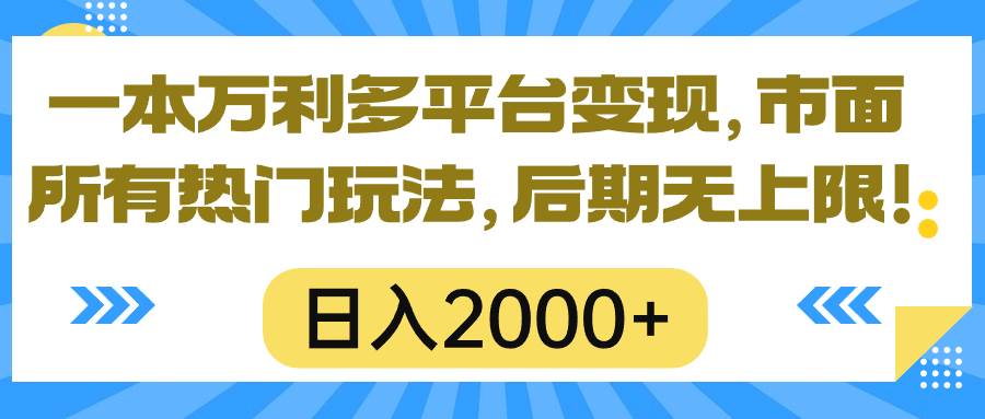 一本万利多平台变现，市面所有热门玩法，日入2000+，后期无上限！_网创掘金