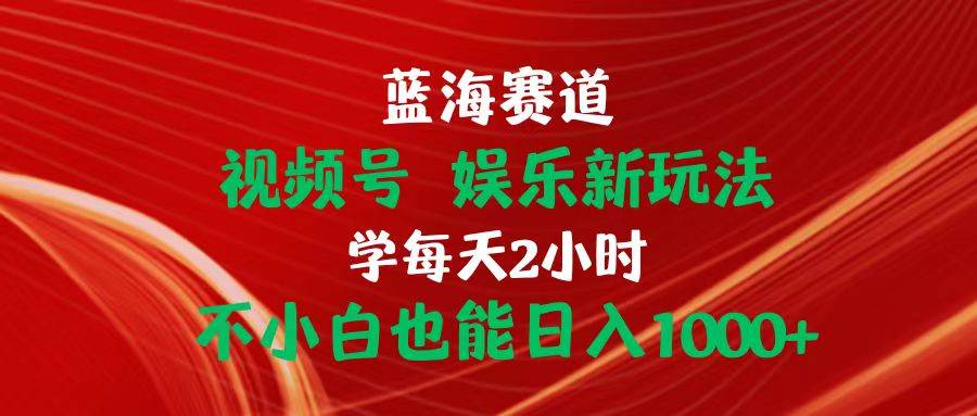 蓝海赛道视频号 娱乐新玩法每天2小时小白也能日入1000+_网创掘金