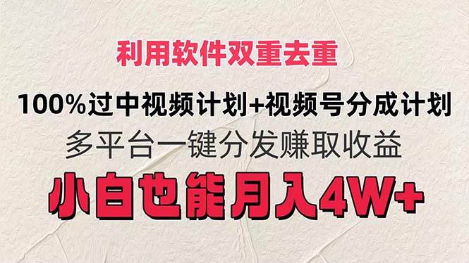 利用软件双重去重，100%过中视频+视频号分成计划小白也可以月入4W+_网创掘金