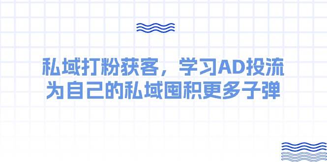 某收费课：私域打粉获客，学习AD投流，为自己的私域囤积更多子弹_网创掘金