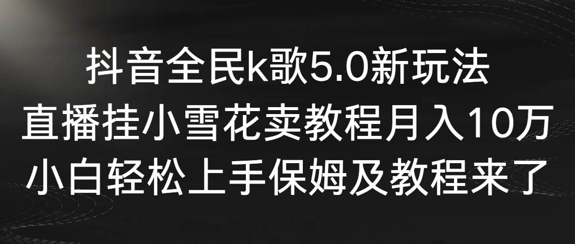 抖音全民k歌5.0新玩法，直播挂小雪花卖教程月入10万，小白轻松上手，保…_网创掘金