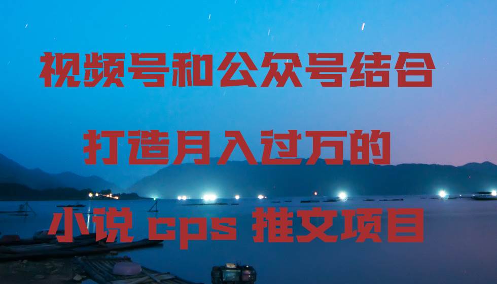 视频号和公众号结合打造月入过万的小说cps推文项目_网创掘金