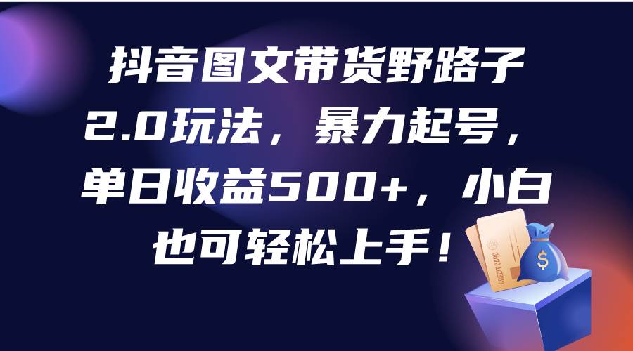 抖音图文带货野路子2.0玩法，暴力起号，单日收益500+，小白也可轻松上手！_网创掘金