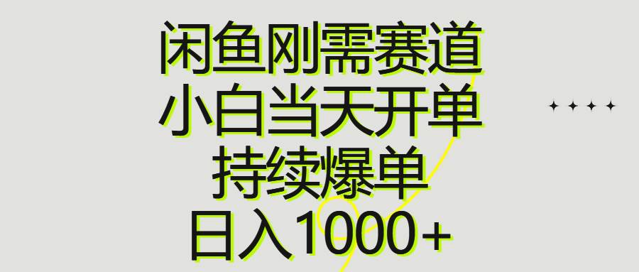 闲鱼刚需赛道，小白当天开单，持续爆单，日入1000+_网创掘金
