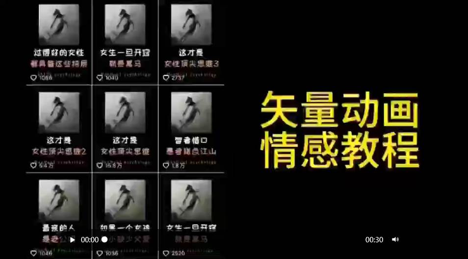 矢量动画情感教程：高点赞涨粉，适合情感、思维、创业教育等赛道_网创掘金