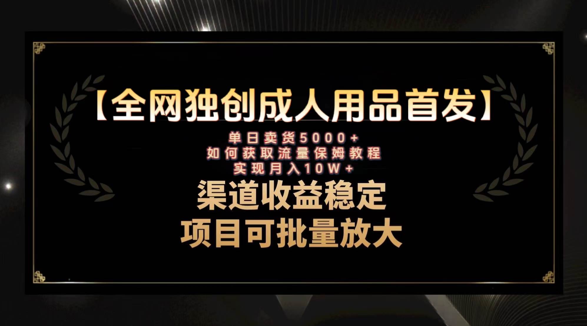 最新全网独创首发，成人用品赛道引流获客，月入10w保姆级教程_网创掘金