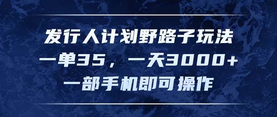 发行人计划野路子玩法，一单35，一天3000+，一部手机即可操作_网创掘金