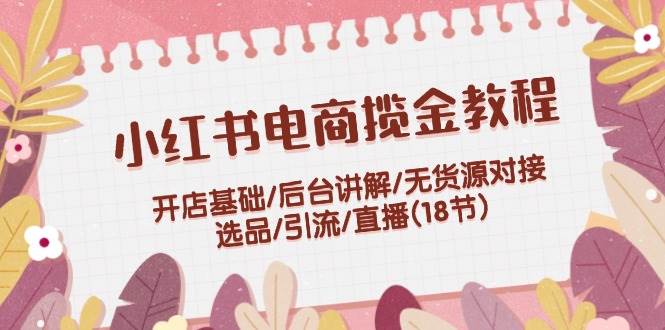 小红书电商揽金教程：开店基础/后台讲解/无货源对接/选品/引流/直播(18节)_网创掘金