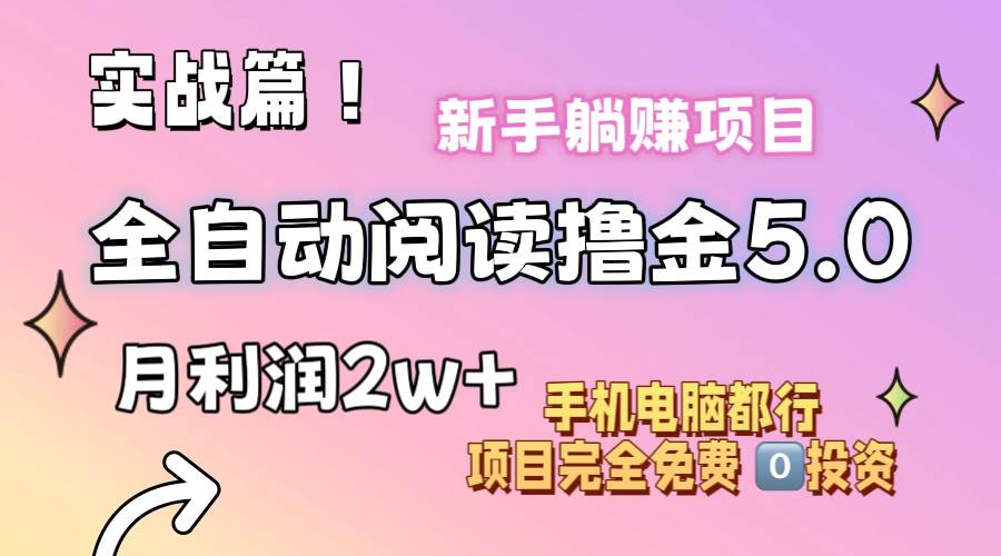 小说全自动阅读撸金5.0 操作简单 可批量操作 零门槛！小白无脑上手月入2w+_网创掘金