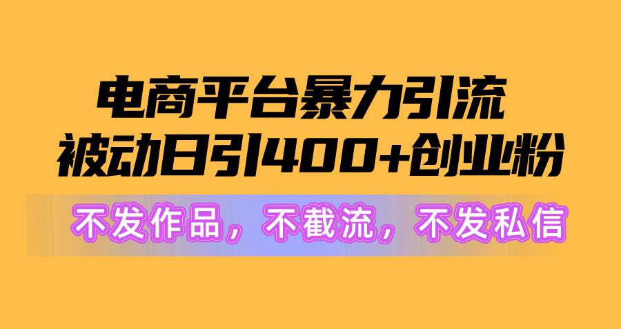 电商平台暴力引流,被动日引400+创业粉不发作品，不截流，不发私信_网创掘金