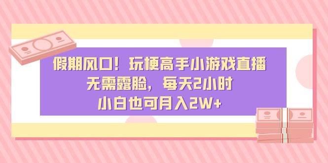 假期风口！玩梗高手小游戏直播，无需露脸，每天2小时，小白也可月入2W+_网创掘金
