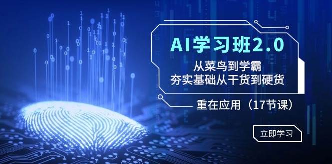 AI学习班2.0：从菜鸟到学霸，夯实基础从干货到硬货，重在应用（17节课）_网创掘金