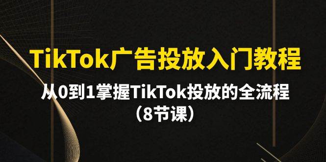 TikTok广告投放入门教程，从0到1掌握TikTok投放的全流程（8节课）_网创掘金