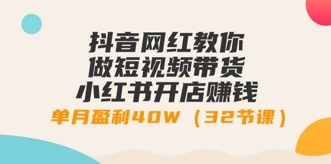 抖音网红教你做短视频带货+小红书开店赚钱，单月盈利40W（32节课）_网创掘金